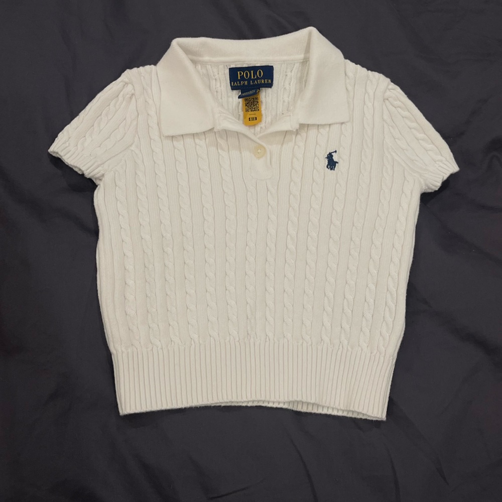 Polo Ralph Lauren toddler White Cable Knit Polo Shirt